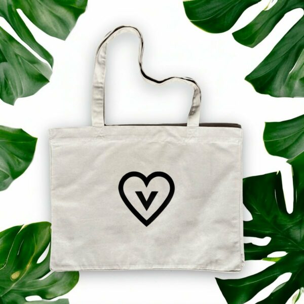 Sac de courses - Motif cœur vegan